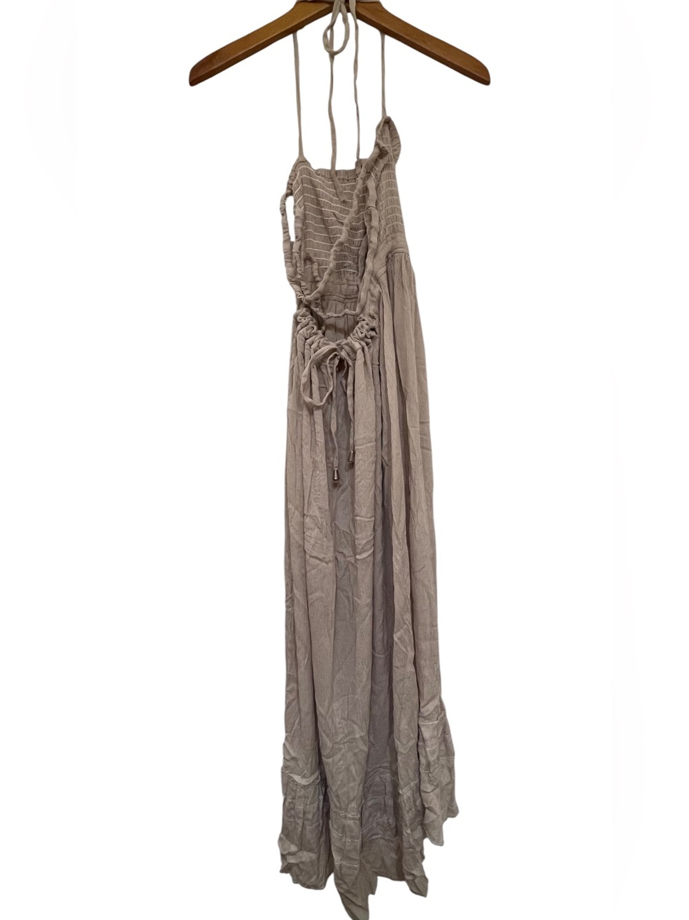 ❤️ NWOT! Plus Boho Soft Gray Summer Flowy Ruffle Backless Maxi Dress XXL - Picture 4 of 6